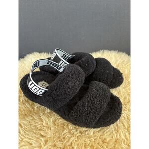 UGG OH FLUFFITA PLATFORM SLIPPER SANDAL WOMEN'S SIZE 7 BLACK SLIDES SHOES